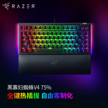 雷蛇（Razer）黑寡妇蜘蛛V4 75% 热插拔键盘 GASKET结构 客制化键盘 RGB背光 电竞游戏机械键盘 黑色