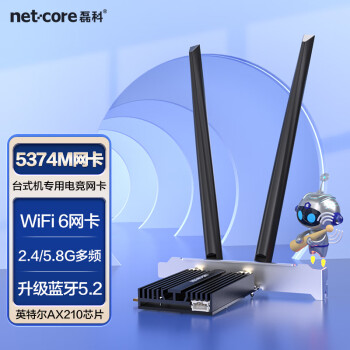 磊科（netcore）NW-AX5400 Pro WiFi6千兆无线网卡 AX210 电竞游戏PCI-E台式机电脑wifi接收器 5374M+蓝牙5.2