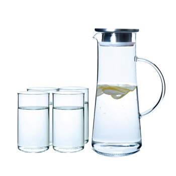 果兹（guozi）炫茗玻璃水具套装 壶1300ml+杯250ml×4 GZ-L01
