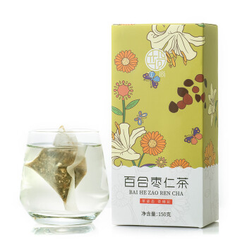 立尚  百合枣仁茶睡枸杞子茯苓袋泡茶眠酸枣仁茶150克/盒   4盒起售