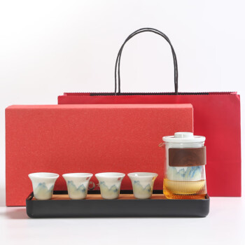 大润窑（DARUNYAO）子墨千山居家套装 家用外出便携茶杯旅行茶具 木纹圈 礼盒装