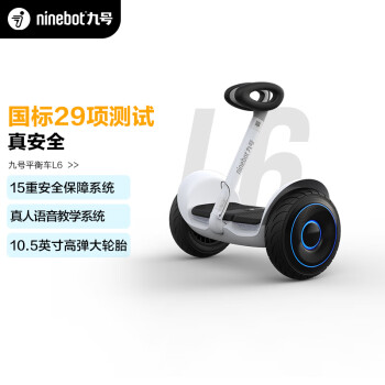 九号（Ninebot）L6平衡车 LED高清显示屏 弹性防滑踏板 安全提醒智能双轮腿控9号平衡车10岁以上 儿童版 白色