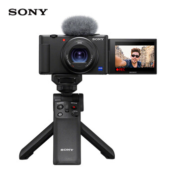 索尼（SONY）ZV-1 Vlog相机 4K视频/美肤拍摄/强悍对焦/学生/入门 (ZV1) 黑色 含手柄套装