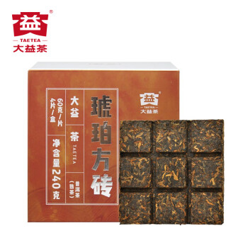 大益 普洱茶  琥珀方砖(60g*4片) 勐海 熟普240g 2022年砖茶 拼配茶叶