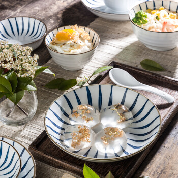 亿嘉（IJARL）日式餐具套装陶瓷碗盘碟套装高温瓷送礼釉下彩 兰草20件套