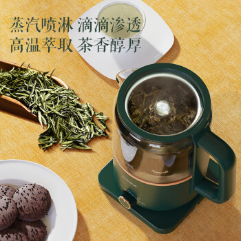 澳柯玛（AUCMA）1.2L养生壶煮茶器喷淋式煮茶壶烧水壶蒸茶电热水壶玻璃茶壶泡茶花茶壶黑茶 H2