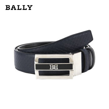 巴利（BALLY）巴利 BALLY 35毫米海军蓝拼黑色皮革腰带6301416
