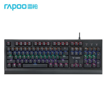 雷柏（Rapoo) V520S USB有线机械键盘 104键混彩背光 黑色黑轴