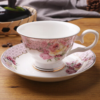 晶讯英式骨质瓷咖啡杯碟套装陶瓷杯下午茶杯红茶杯 玫瑰之恋