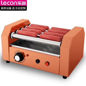乐创（lecon）烤肠机商用热狗机家用小吃店全自动台式烤火腿肠机5管（橙色）LC-5