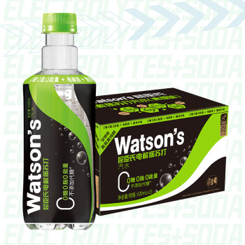 屈臣氏（Watsons）电解质苏打汽水青提味 气泡水 运动无糖功能饮料 420ml*15瓶整箱