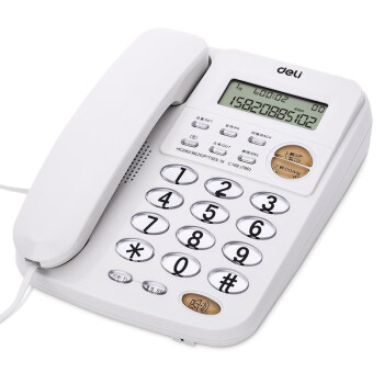 得力电话机来电显示办公家用电话机固定电话座机有线客服电话壁挂话机固话机 780白色