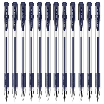 得力拔帽子弹头中性笔6600ES（0.5mm-12支-墨蓝色） 签字笔