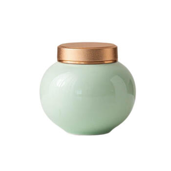 水墨当清 陶瓷茶叶罐便携家用密封罐红茶绿茶罐创意摆件香粉罐 翠绿色