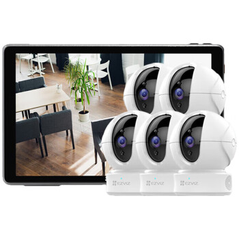萤石（EZVIZ）海康威视HIKVISION子品牌 高清CTQ6X+SD1 5台家用摄像机全景视角智能追踪无线监控套装