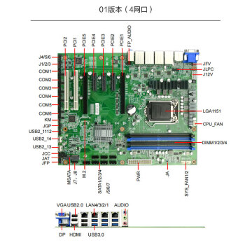 控端（adipcom）KD-1590A工控机主板4网口酷睿8/9代1151针工控电脑视觉服务器主板