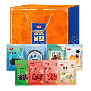 富昌食品 富贵昌盛礼盒985g 圆满大礼包B 裙带菜灰枣干货礼品