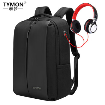 Tymon 男士电脑包商务出差旅行包笔记本大容量休闲双肩包 黑色TM-10060