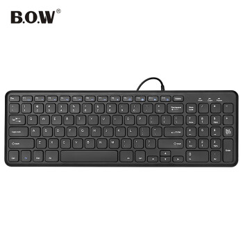 航世（BOW）HW156S-A键盘 有线键盘 办公键盘 超薄便携 96键 台式笔记本键盘  巧克力按键 黑色