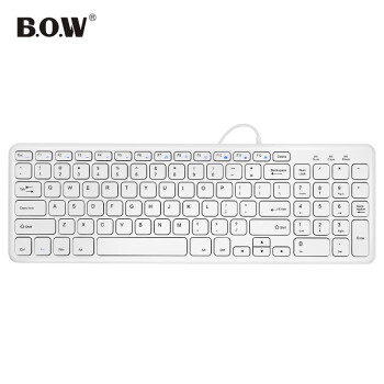 航世（BOW）HW156S-A键盘 有线键盘 办公键盘 超薄便携 96键 台式笔记本键盘 巧克力按键 白色