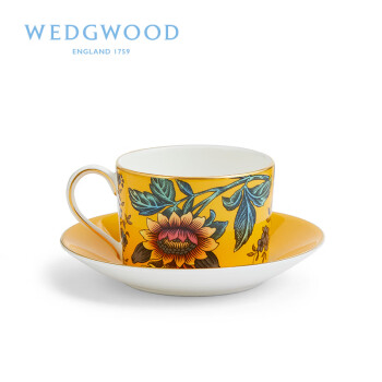 WEDGWOOD威基伍德 漫游美境黄色绮想杯碟组 骨瓷 咖啡杯茶杯 一杯一碟