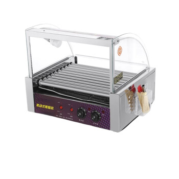 mnkuhg    全自动热狗机商用小型香肠机台式烤肠机摆摊烤香肠机   十管双控温+置物架