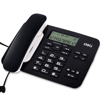 得力（deli）固定电话机办公室家用座机酒店前台有线坐式电话来电显示 794宽体款黑色