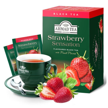 AHMAD TEA亚曼茶 草莓味红茶水果干红茶包 进口独立袋泡 草莓红茶2g*20包