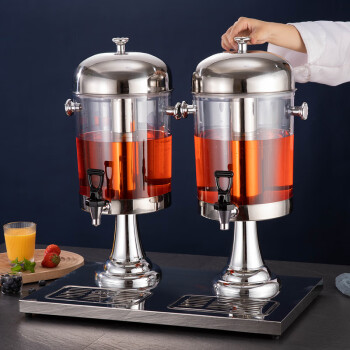 维纳仕 商用自助餐厅不锈钢果汁鼎透明自助饮料冷饮机饮料桶凉水壶双头