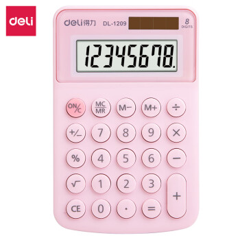 得力（deli）1209A 计算器可爱 迷你便携办公太阳能糖果色小号 小清新小学生计算机 粉红色