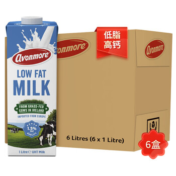 爱尔兰进口牛奶 艾恩摩尔（AVONMORE）低脂牛奶 进口草饲 1L*6 整箱装