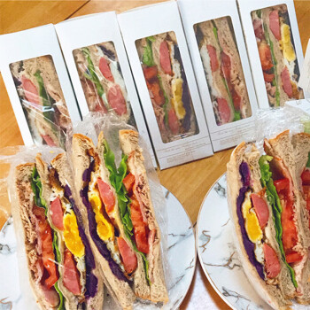 畅宝森 一次性三明治包装纸盒透明 烘焙包装 100个 多款可选2件起购JR1