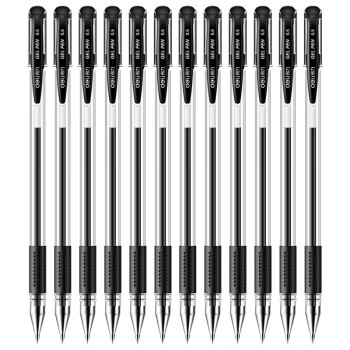 得力（deli）【精选】33399中性笔0.5签字笔 办公用品黑色水笔 12支