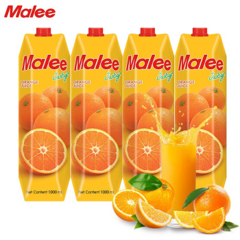 玛丽（Malee）泰国进口果汁饮料橙汁大瓶家庭聚餐年会饮品1L*4瓶