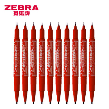 斑马牌（ZEBRA）速干油性小双头记号笔 多用签字笔光盘笔 勾线描边笔 YYTS5 红色 10支装