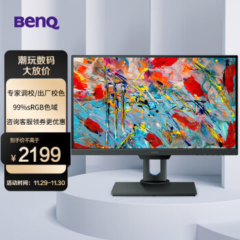 BenQ 明基 PD2500Q 25英寸 IPS 显示器 (2560×1440、60Hz、99%sRGB）