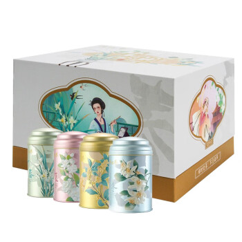 吴裕泰 四季礼盒 茉莉花茶50g*4罐 精选绿茶红茶乌龙茶 融汇四季
