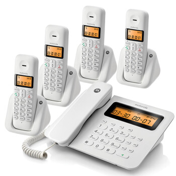 摩托罗拉（Motorola）C2601C数字无绳电话机 子母机 无线座机 家用办公无绳固定电话座机 一拖四（白色）
