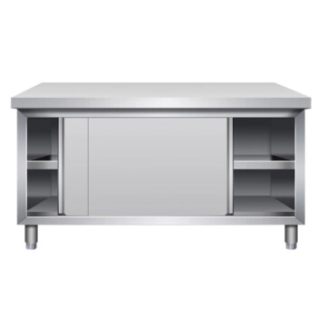 TYXKJ 商用拉门碗柜厨房工作台桌子打荷台和面橱柜不锈钢收银台   100*60*80cm单通打荷台