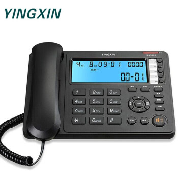YINGXIN 盈信 HCD0008 办公家用座机 来电显示 一键拨号 插电话线固话 有线坐式来电显示 268录音版 黑色