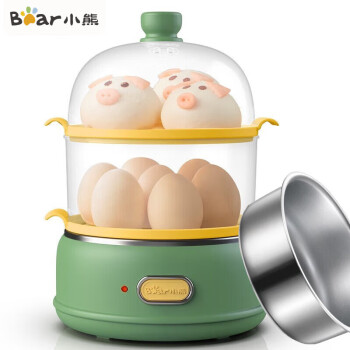 小熊（Bear）煮蛋器迷你双层家用蒸蛋器配可食用材质蒸蛋羹架小蒸锅 牛油果绿 ZDQ-B14E8