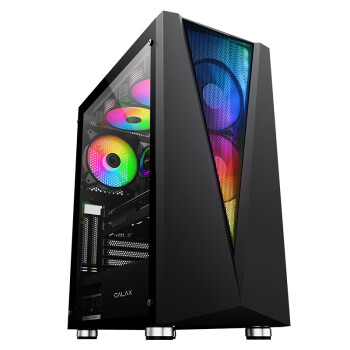 影驰 风暴3PLUS黑色游戏办公台式电脑机箱（ATX主板/标配2个风扇/玻璃全侧透/漫反射灯效）