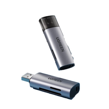 绿联（UGREEN）USB3.0高速读卡器 多功能SD/TF二合一读卡器10s1GB 双卡双读 深空灰 CM216 60723