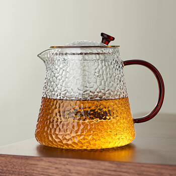忆壶茶  锤纹玻璃茶壶 茶具杯道杯泡茶壶杯加厚过滤飘逸杯煮茶水壶 耐高温公泡茶器 