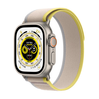 Apple/苹果 Watch Ultra 智能手表GPS+蜂窝款 49毫米钛金属表壳黄配米色野径回环式表带M/L MQFE3CH/A