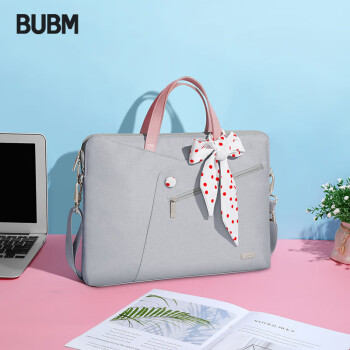 BUBM 电脑包手提女时尚 苹果MacBook14英寸联想笔记本便携出行公文包 BM01122005 灰色