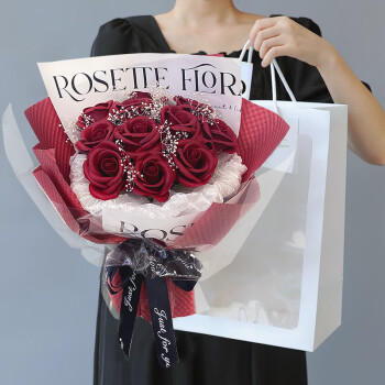 初朵11朵红玫瑰花束鲜永生香皂花同城配送中高考毕业礼物生日送女朋友