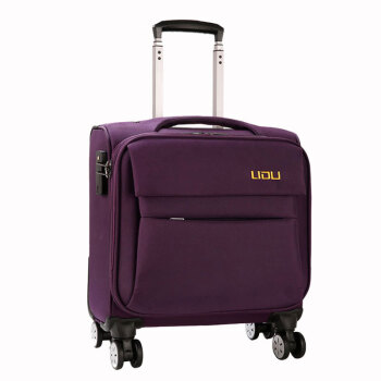 立都（LIDU）万向轮牛津布拉杆箱商务行李箱紫色14英寸