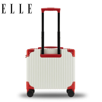 ELLE自营17英寸白色行李箱便携短途出行拉杆箱防刮耐用万向轮旅行箱拉链密码锁法国时尚配色男女通用密码箱