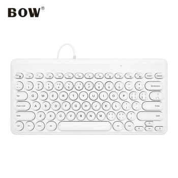 航世（BOW）K-610U 有线键盘  复古圆帽键盘 家用办公笔记本台式便携USB小键盘 白色